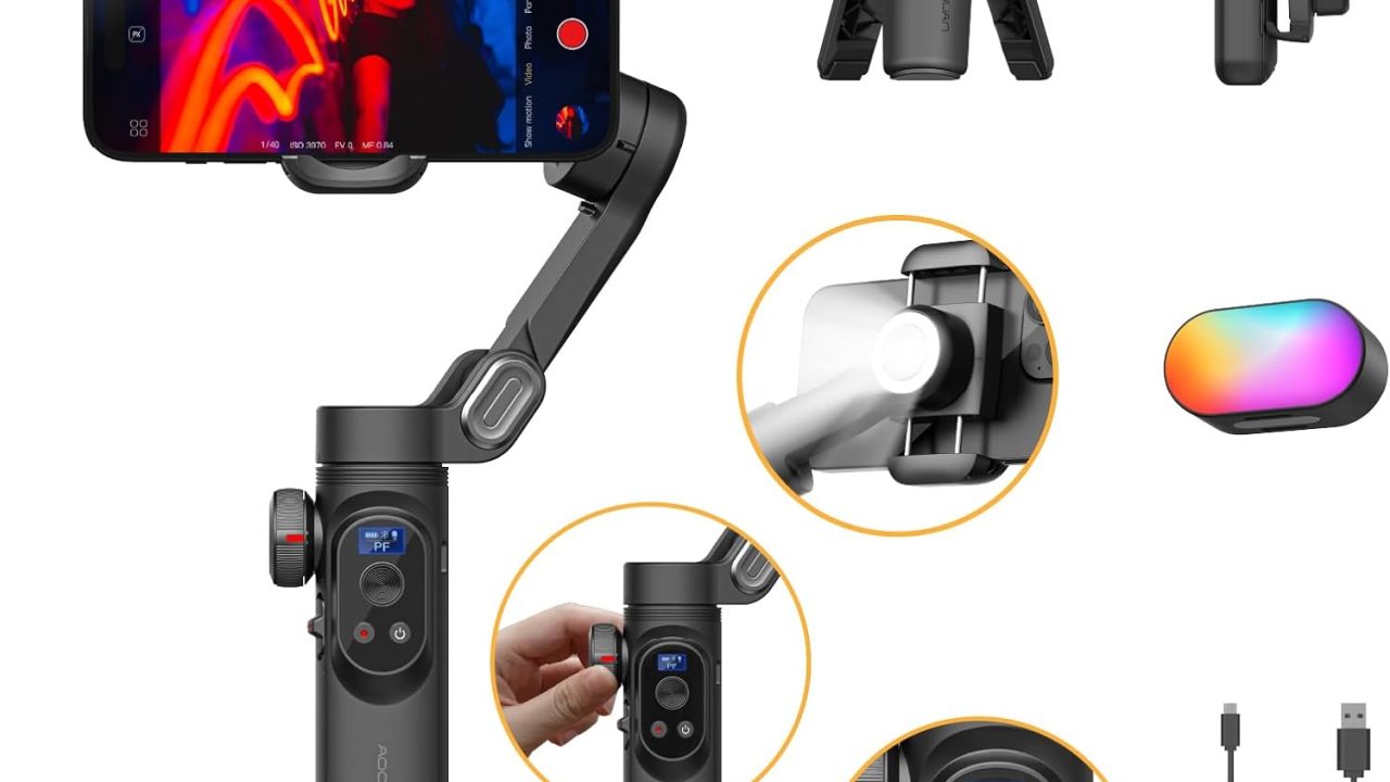 AOCHUAN 3-Axis Gimbal Review: Perfect Stabilization with RGB Magnetic Fill Light